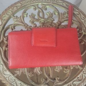 FOSSIL WALLET PURSE RED GOLD